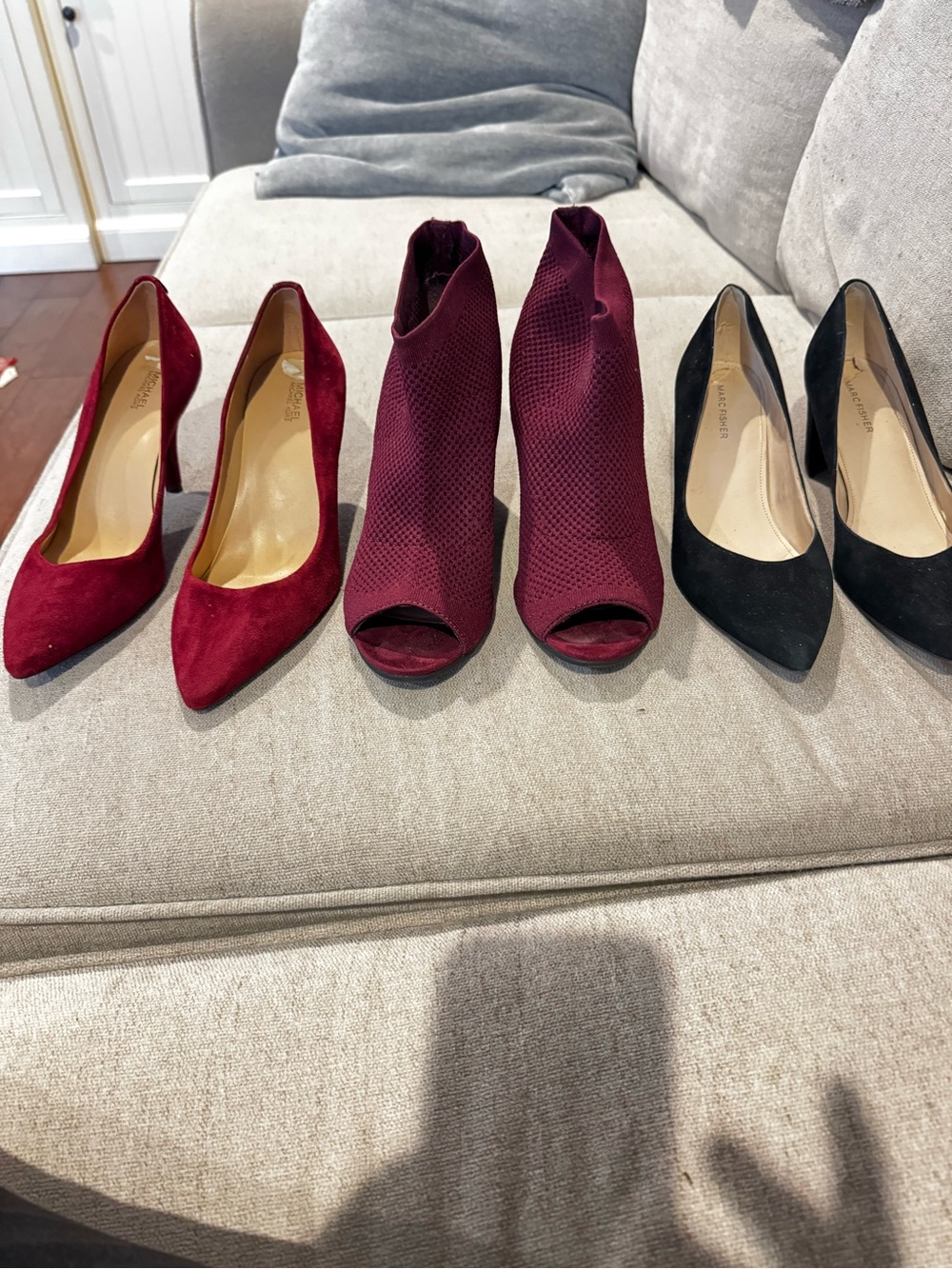 Michael Kors Burgundy Suede Pointed-Toe Pumps & Knit Peep-Toe Ankle Boots Set